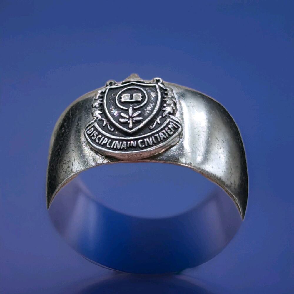 Vintage Texas Class Ring Stirling silver Shield Crest Disciplina Civitatem